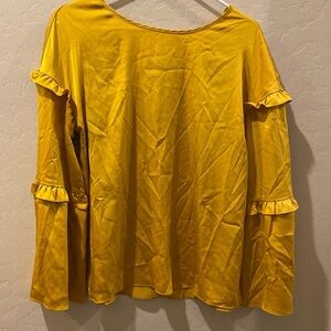 Mustard Yellow Ruffle Sleeve Women's Top